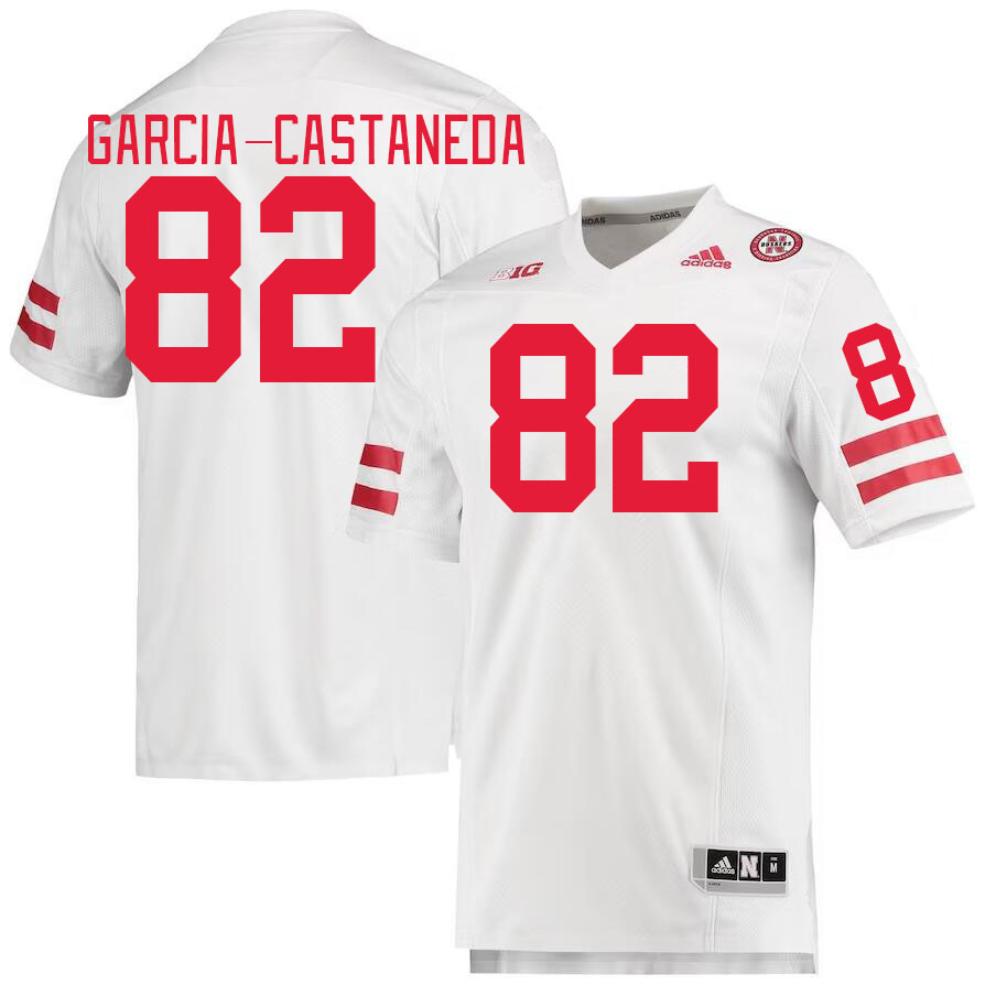 Men #82 Isaiah Garcia-Castaneda Nebraska Cornhuskers College Football Jerseys Stitched Sale-White - Click Image to Close